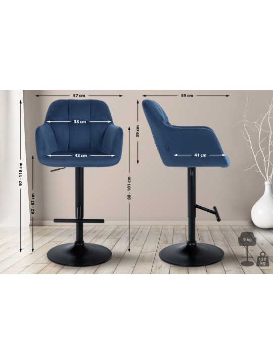 Taburete de bar Natoma terciopelo, azul