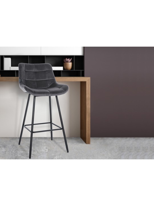Taburete de bar Weston terciopelo, gris oscuro Taburete de bar Weston terciopelo, gris oscuro