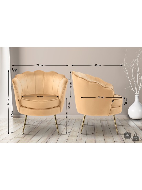 Silla Rosita terciopelo, amarillo