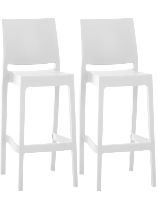 Juego de 2 taburetes de bar Maya, blanco Juego de 2 taburetes de bar Maya, blanco
