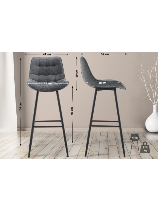 Taburete de bar tela Dartford, gris oscuro