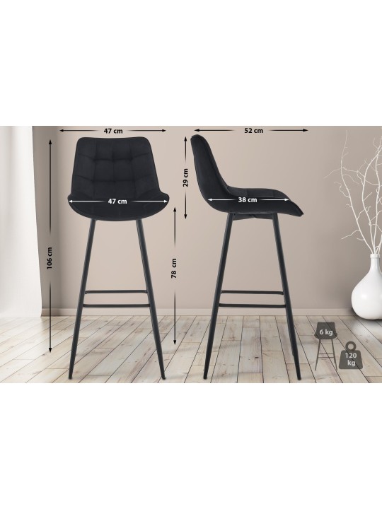 Taburete de bar Dartford terciopelo, negro