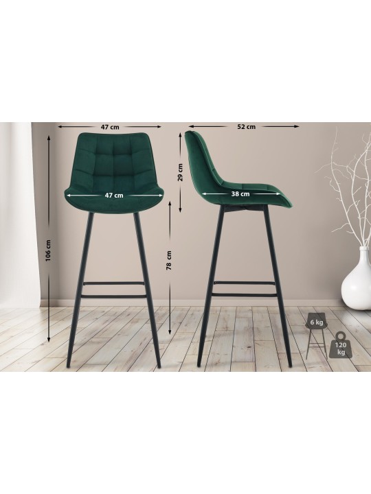 Taburete de bar Dartford terciopelo, verde Taburete de bar Dartford terciopelo, verde
