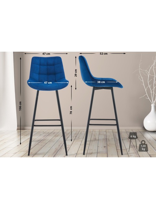 Taburete de bar Dartford terciopelo, azul Taburete de bar Dartford terciopelo, azul