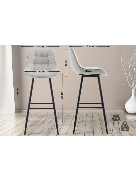 Taburete de bar Dartford terciopelo, gris