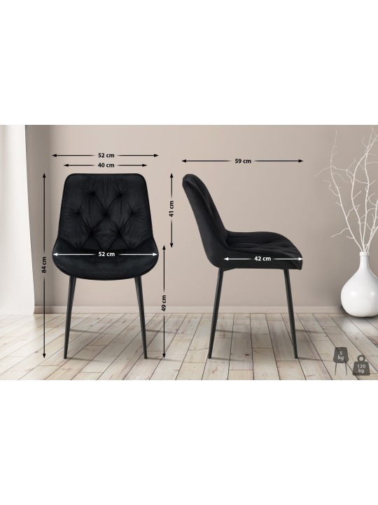 Silla de comedor de terciopelo Wallace, negro