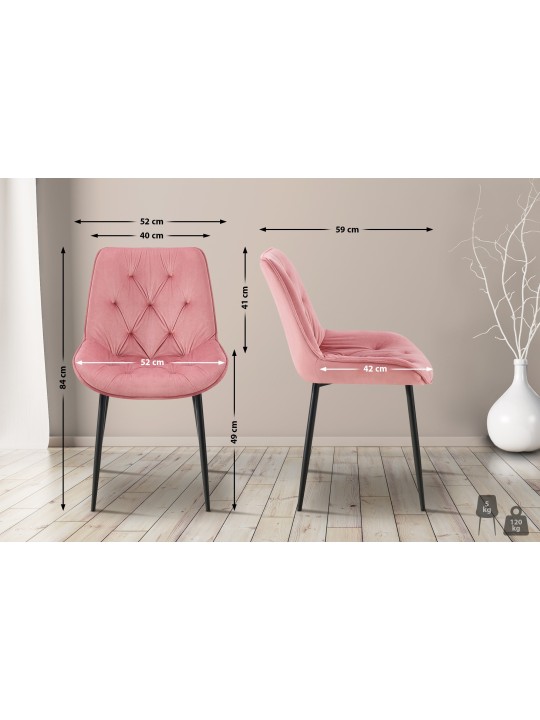Silla de comedor de terciopelo Wallace, rosa