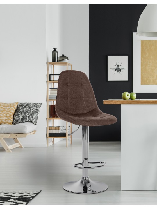 Taburete de bar Elmore tela C, marrón