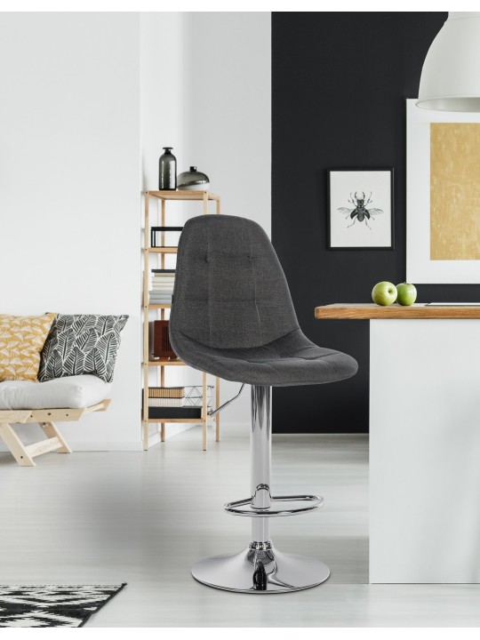 Taburete de bar Elmore tela C, gris oscuro