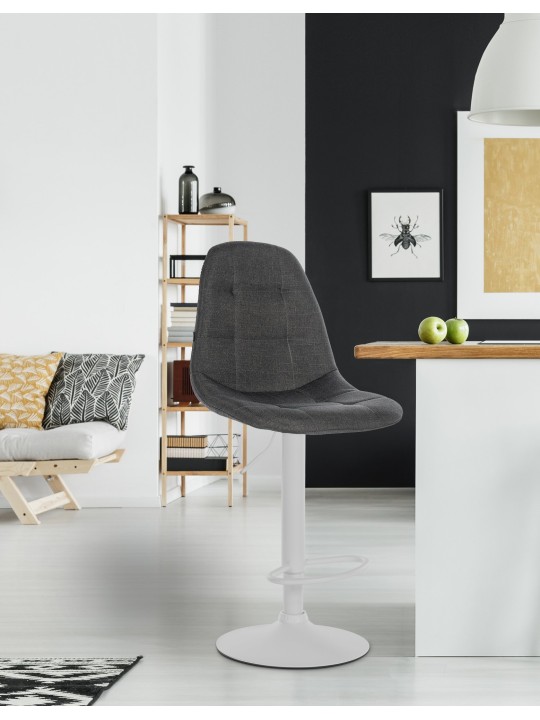 Taburete de bar Elmore tela W, gris oscuro