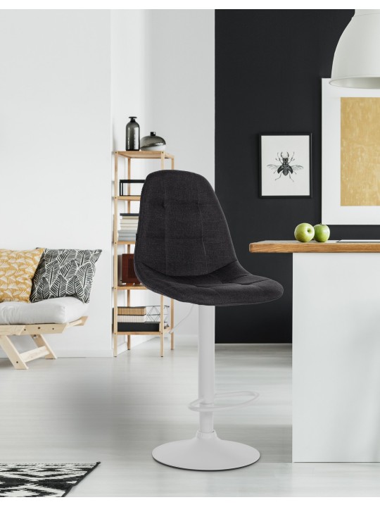 Taburete de bar Elmore tela W, negro