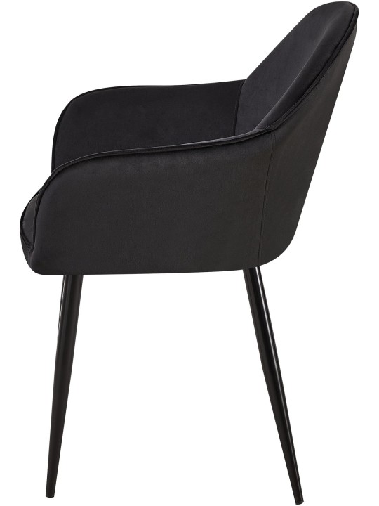 Juego de 2 sillas de comedor Boise terciopelo, negro