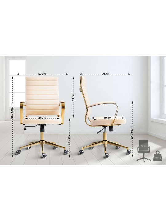 Silla de oficina Havana polipiel, crema Silla de oficina Havana polipiel, crema