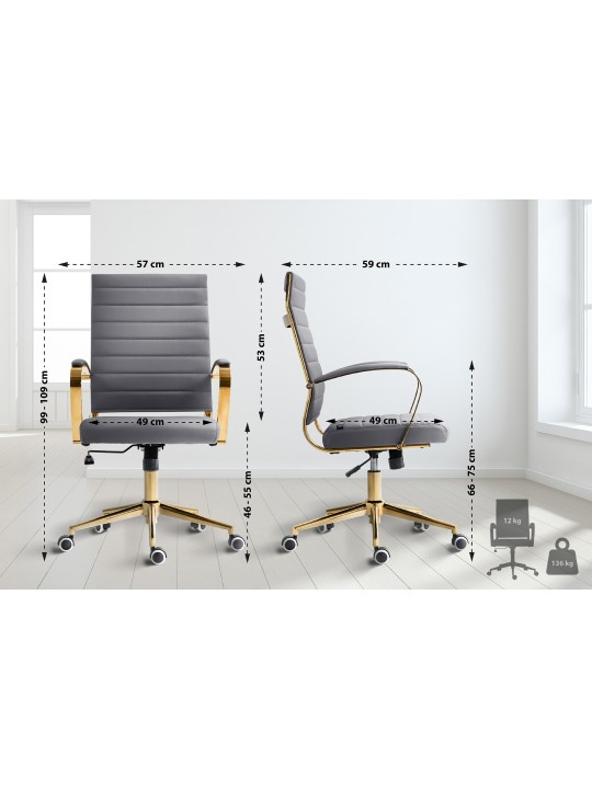 Silla de oficina Havana polipiel, gris Silla de oficina Havana polipiel, gris