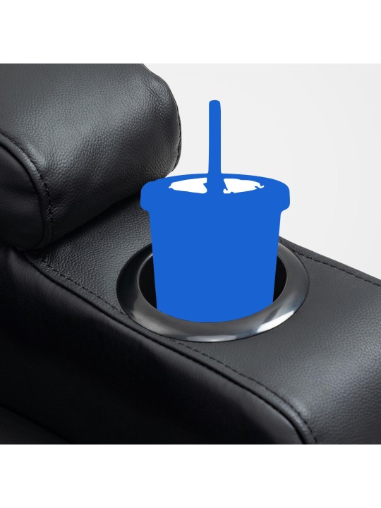 Sillón Galena con función de masaje de cuero auténtico, negro