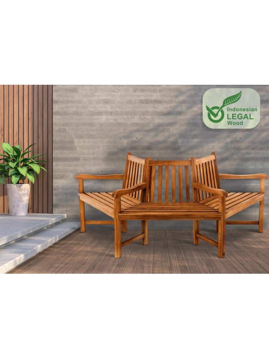 Banco kenna arbol con reposabrazos semicircular 200 cm, teca