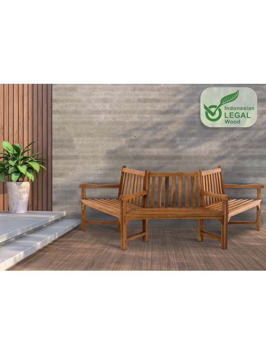 Banco arbol Kenna con reposabrazos semicircular 250 cm, teca