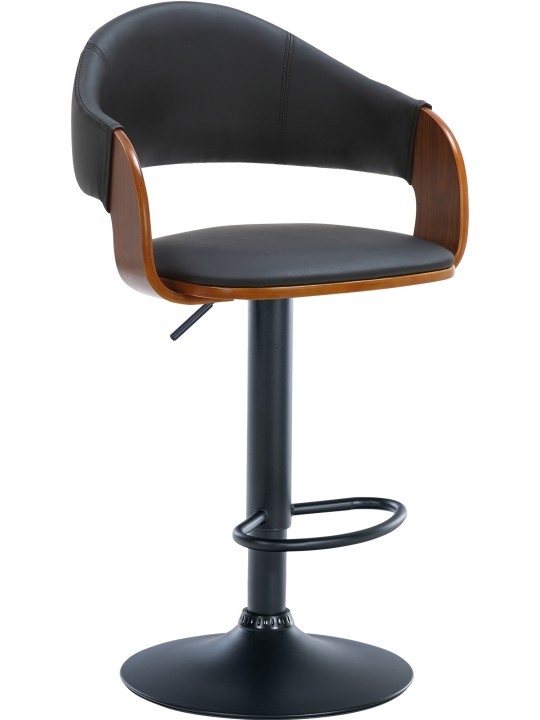 Juego de 2 taburetes de bar Nilse de piel sintética, nogal/negro Juego de 2 taburetes de bar Nilse de piel sintética, nogal/negro