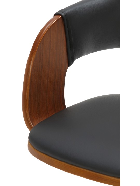 Juego de 2 taburetes de bar Nilse polipiel cromado, nogal/negro Juego de 2 taburetes de bar Nilse polipiel cromado, nogal/negro