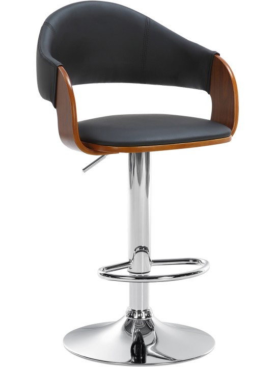 Juego de 2 taburetes de bar Nilse polipiel cromado, nogal/negro Juego de 2 taburetes de bar Nilse polipiel cromado, nogal/negro