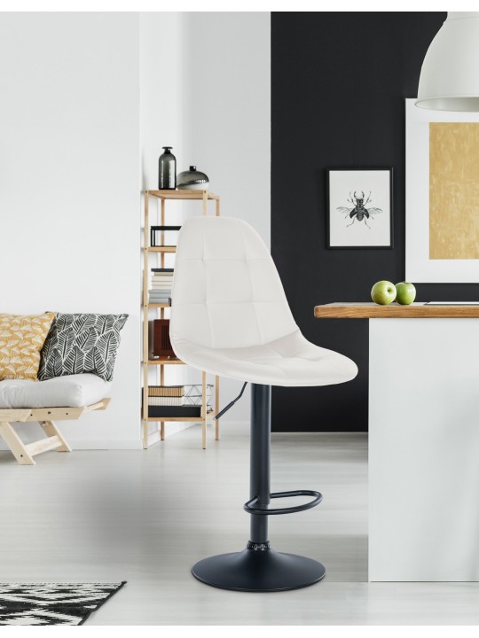 Taburete de bar Elmore piel sintética B, blanco