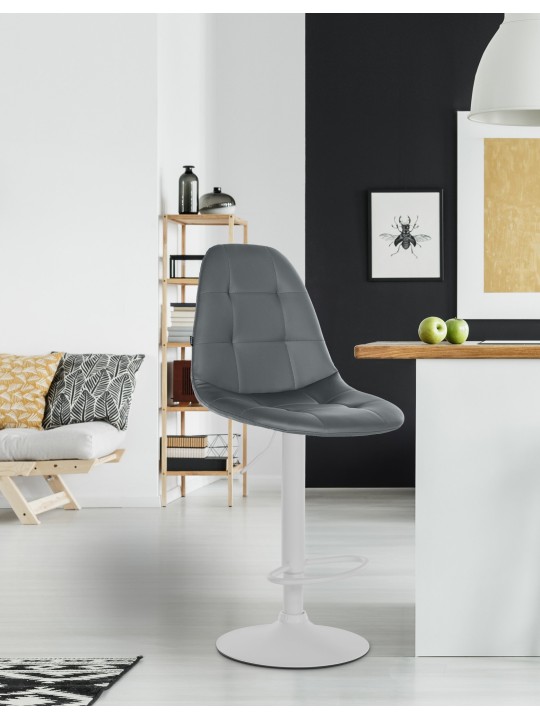 Taburete de bar Elmore piel sintética W, gris