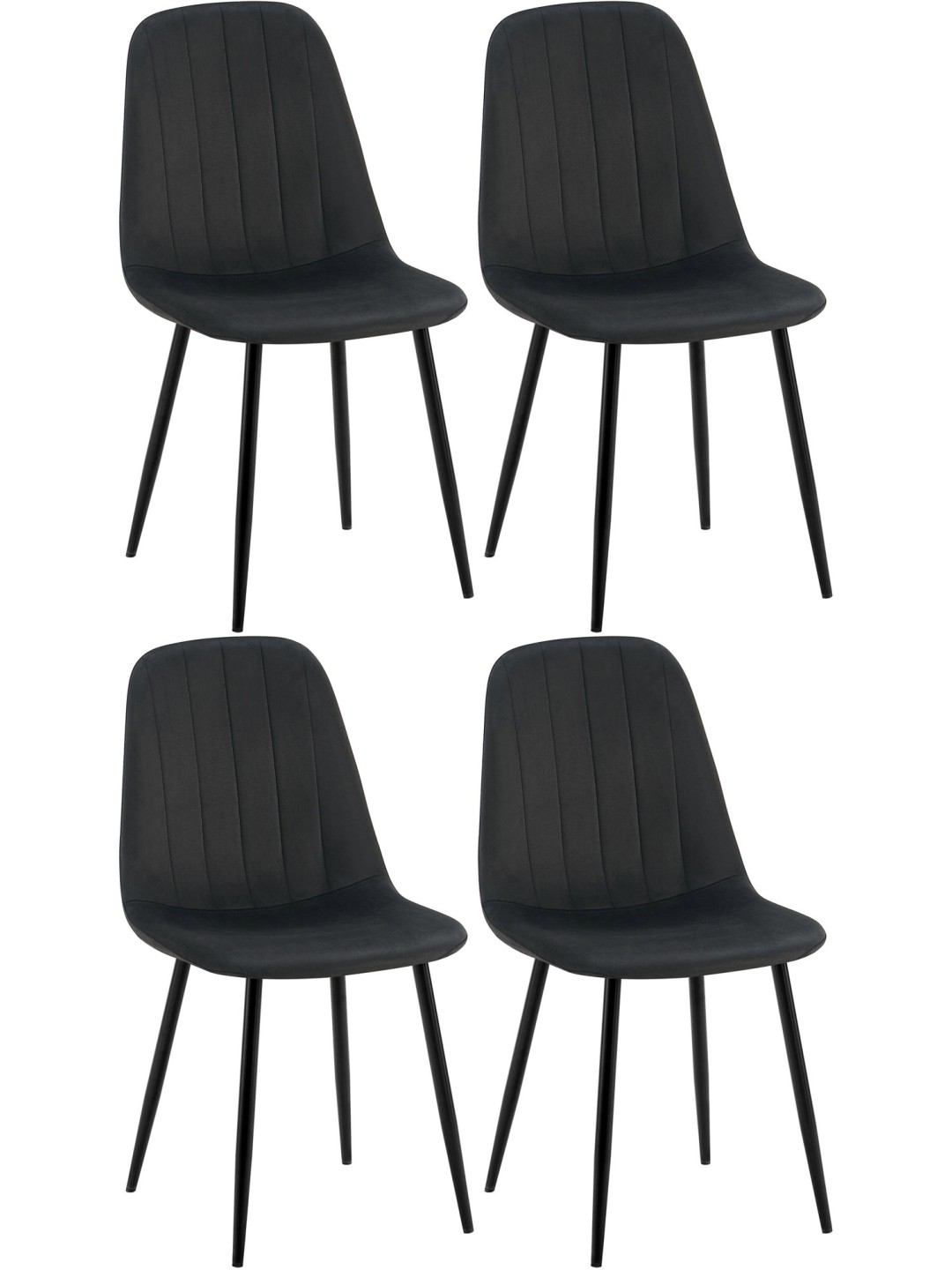 Juego de 4 sillas de comedor Baxter terciopelo, negro