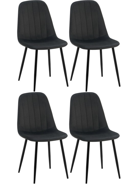 Juego de 4 sillas de comedor Baxter terciopelo, negro