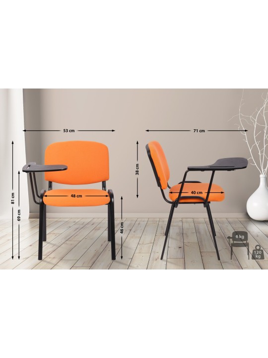 Conjunto de 4 sillas Ken con mesa plegable de tela, naranja