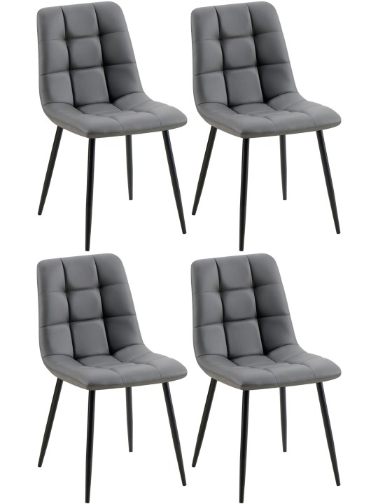 Juego de 4 sillas de comedor Antibes piel sintética, gris oscuro