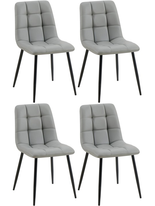 Juego de 4 sillas de comedor Antibes piel sintética, gris claro