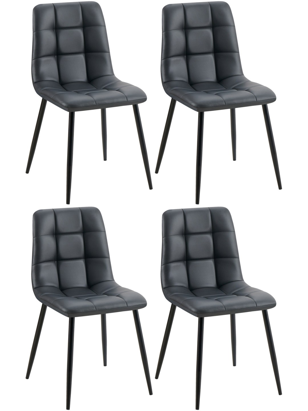Juego de 4 sillas de comedor Antibes piel sintética, negro