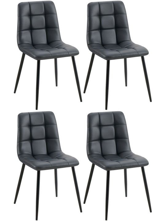 Juego de 4 sillas de comedor Antibes piel sintética, negro