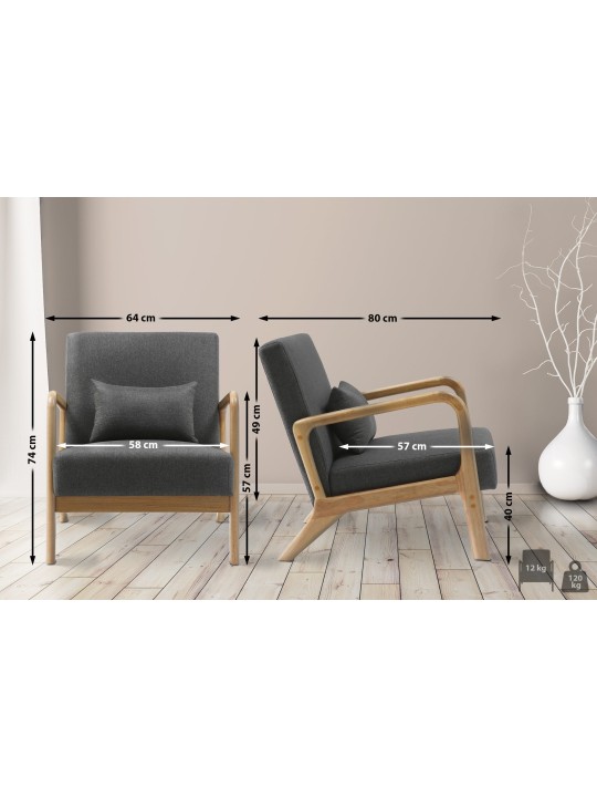 Sillón Hibbing tejido, gris oscuro