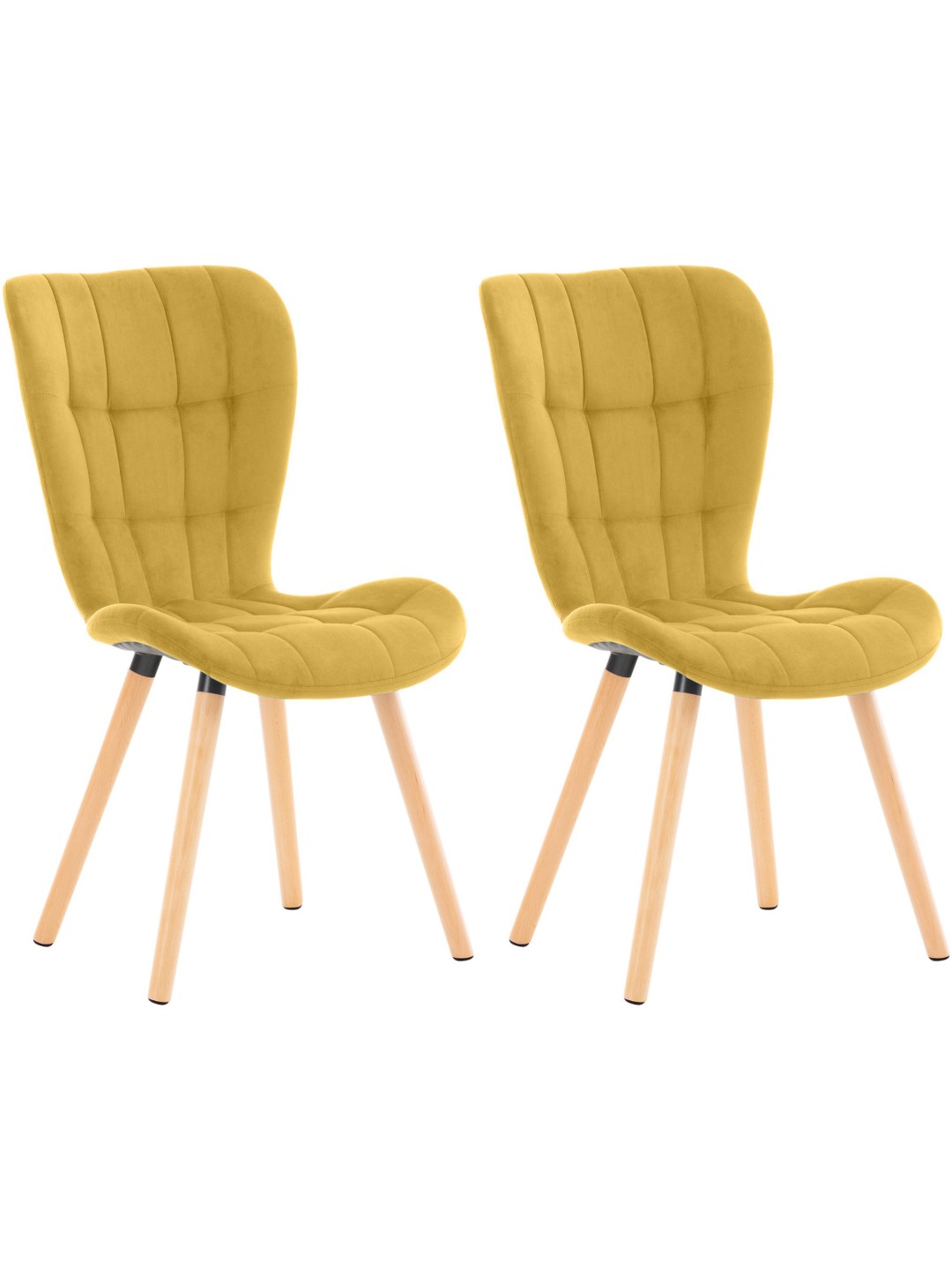 Conjunto de 2 sillas Elda terciopelo, amarillo