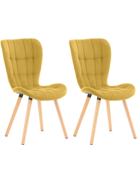 Conjunto de 2 sillas Elda terciopelo, amarillo
