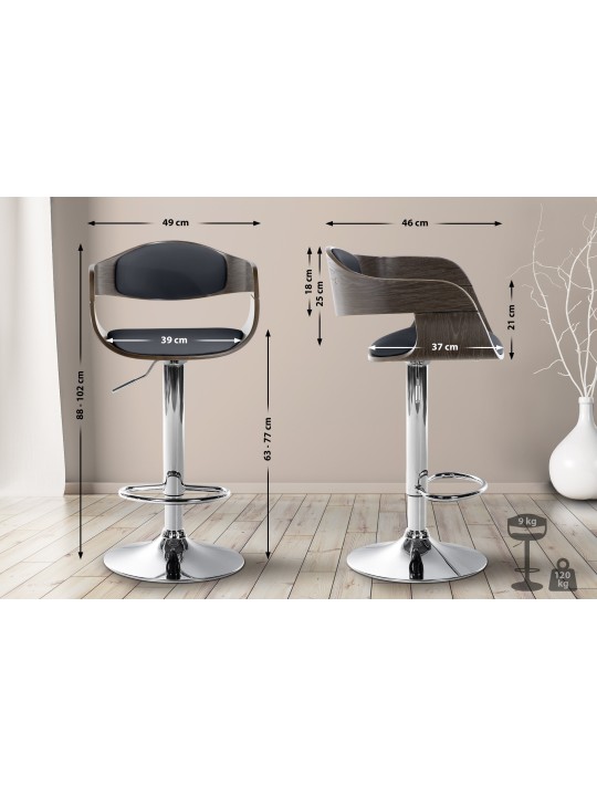 Taburete de bar Kingston C, negro/gris Taburete de bar Kingston C, negro/gris