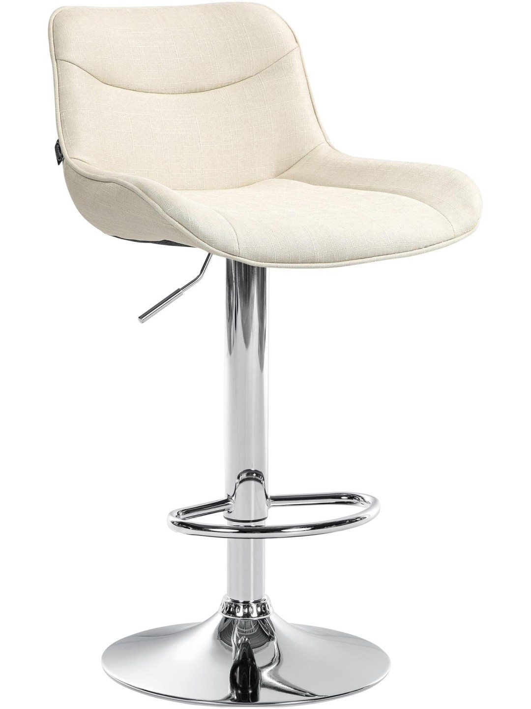 Taburete de bar Vonore tela cromo, crema
