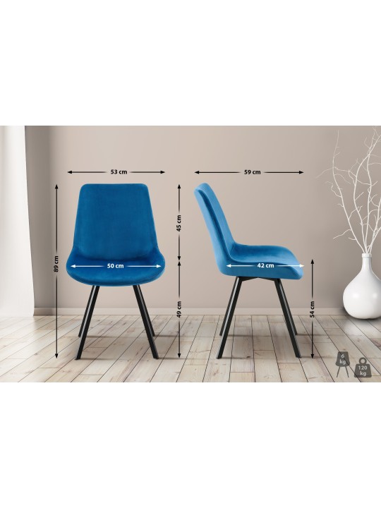 Silla de comedor de terciopelo Lewes, azul oscuro