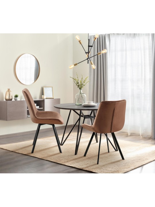 Silla de comedor de terciopelo Lewes, marrón