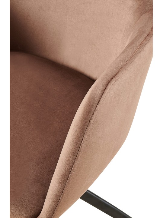 Silla de comedor Olema de terciopelo, marrón