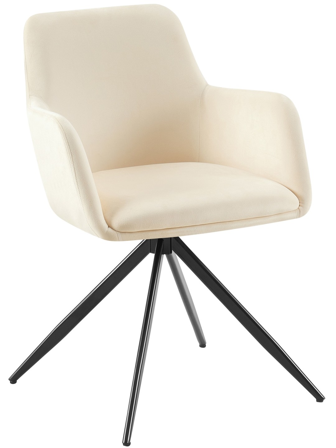 Silla de comedor Olema de terciopelo, crema