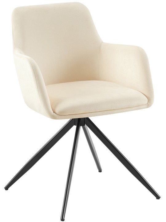 Silla de comedor Olema de terciopelo, crema