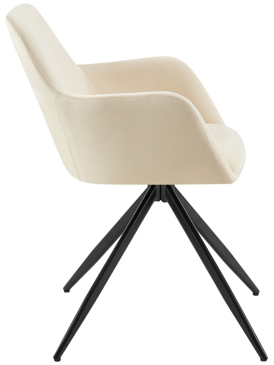Silla de comedor Olema de terciopelo, crema