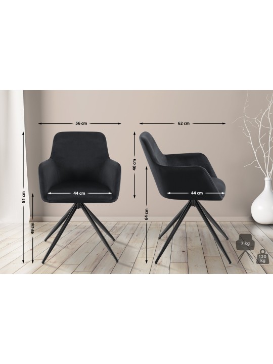 Silla de comedor Olema de terciopelo, negro Silla de comedor Olema de terciopelo, negro