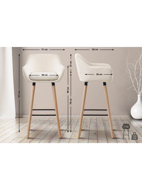 Taburete de bar Grant tela, beige