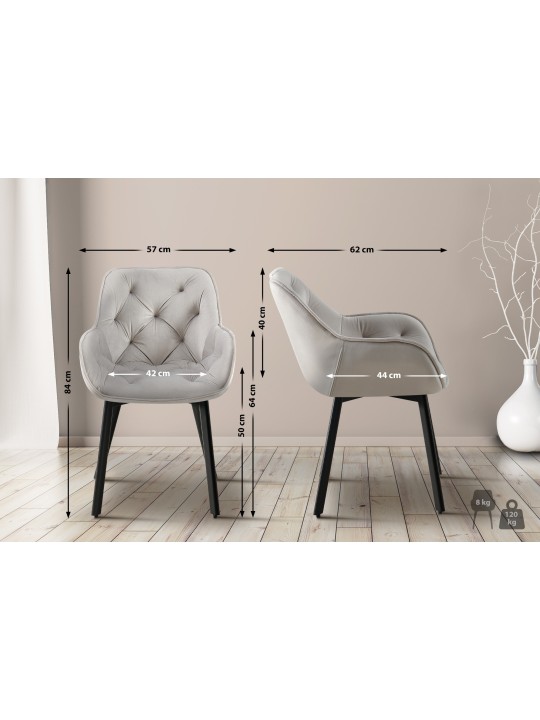 Silla de comedor Antigo terciopelo, gris