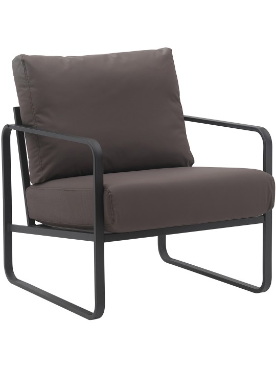 Tumbona Manea piel sintética, marrón