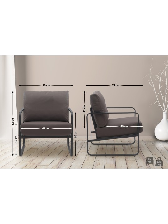 Tumbona Manea piel sintética, marrón