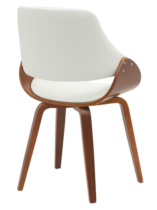 Silla de comedor Vangale piel sintética, nogal/blanco